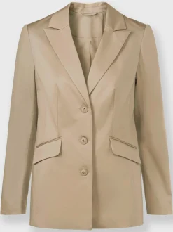 Blazer col à revers en chintz avec manches longues et poches à rabat