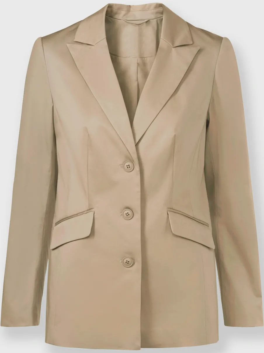 Blazer col à revers en chintz avec manches longues et poches à rabat