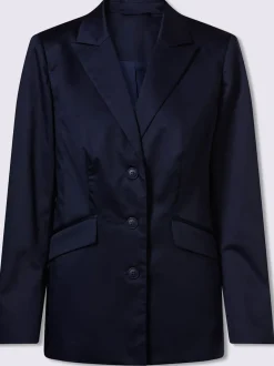 Blazer col à revers en chintz avec manches longues et poches à rabat