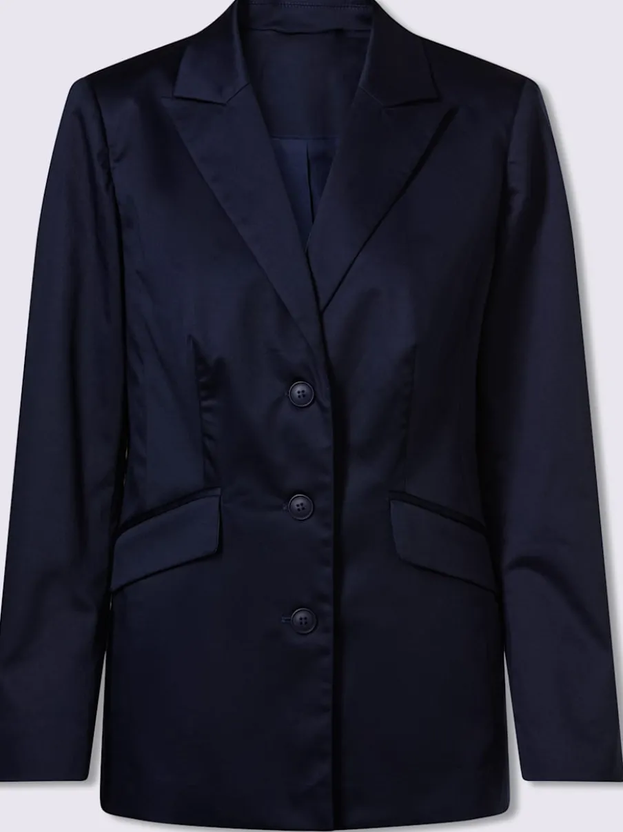 Blazer col à revers en chintz avec manches longues et poches à rabat