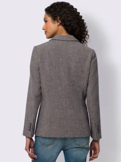Blazer à col à revers et poches avec motif chevron