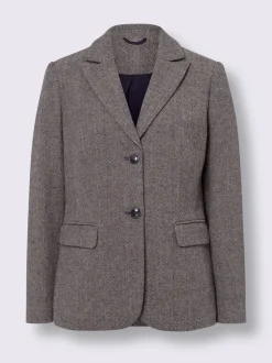 Blazer à col à revers et poches avec motif chevron