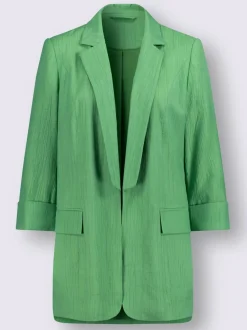 Blazer à col à revers long avec manches 3/4 et poches à rabat