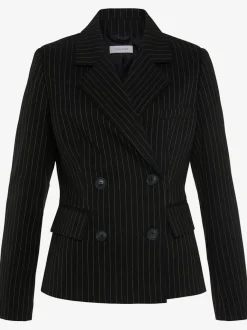 Blazer court avec manches longues et fines rayures, 2 poches à rabat
