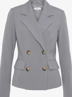 Blazer court à col à revers avec manches longues et poches