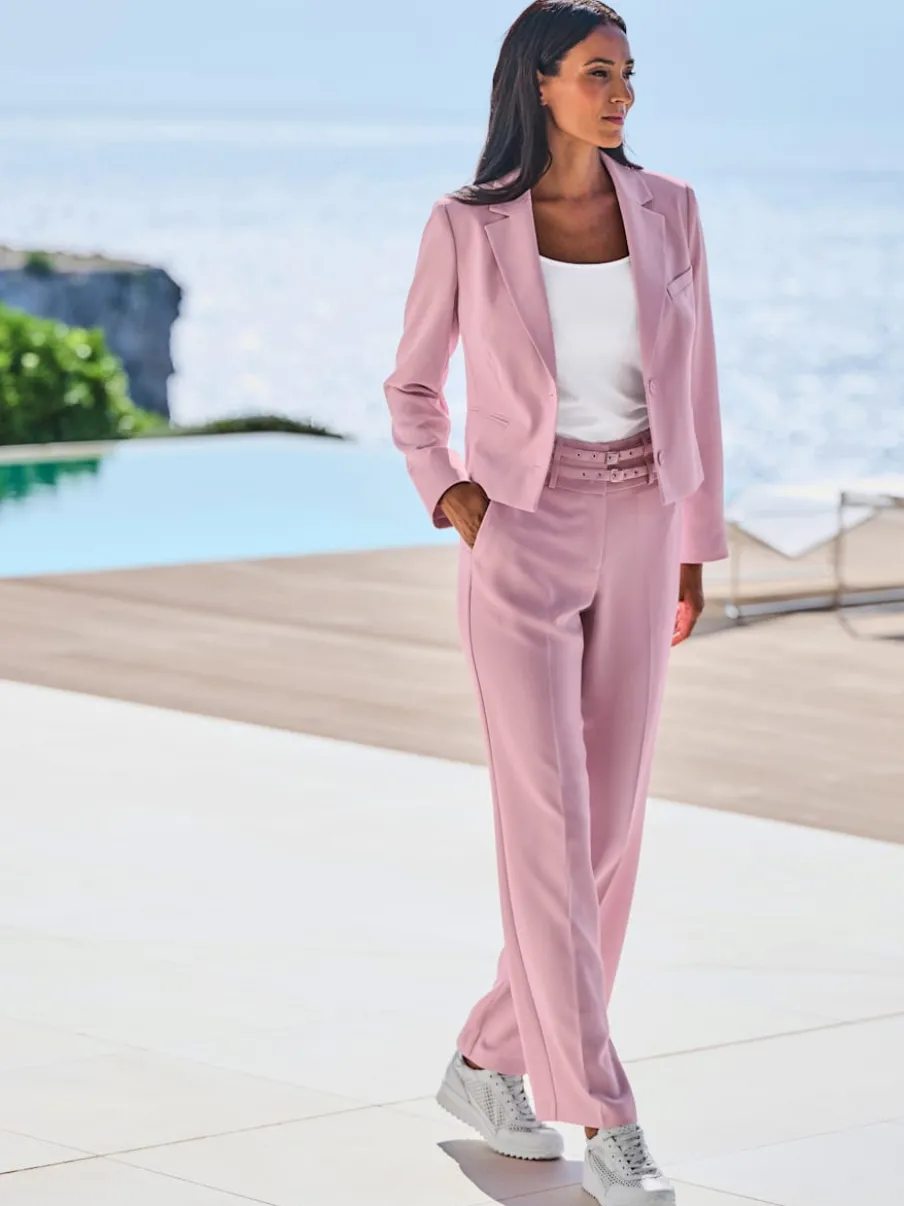 Blazer court à col à revers avec épaulettes et poches