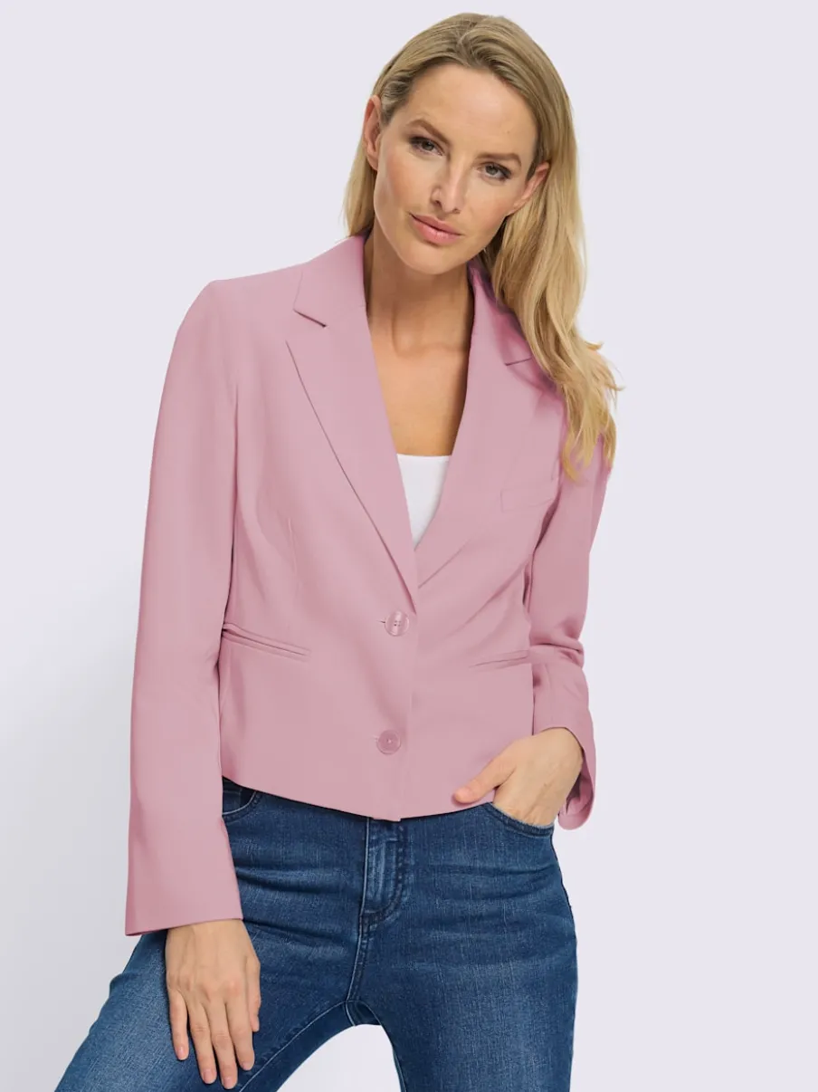Blazer court à col à revers avec épaulettes et poches