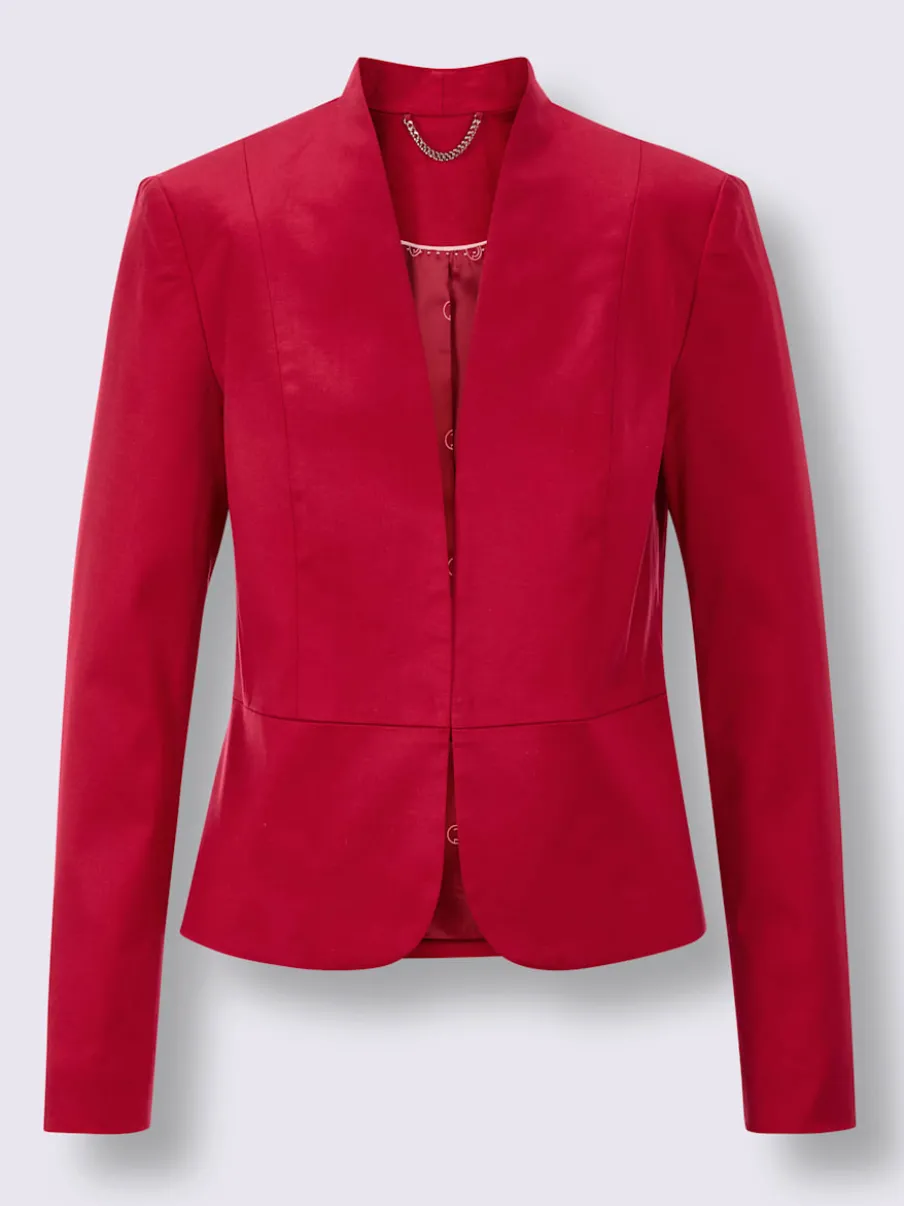 Blazer court en lyocell à encolure V et épaulettes fines