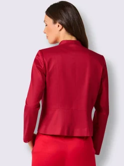 Blazer court en lyocell à encolure V et épaulettes fines