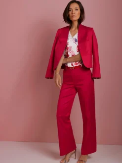 Blazer court en lyocell à encolure V et épaulettes fines