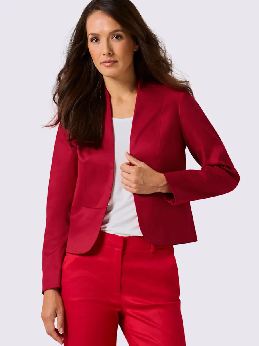 Blazer court en lyocell à encolure V et épaulettes fines