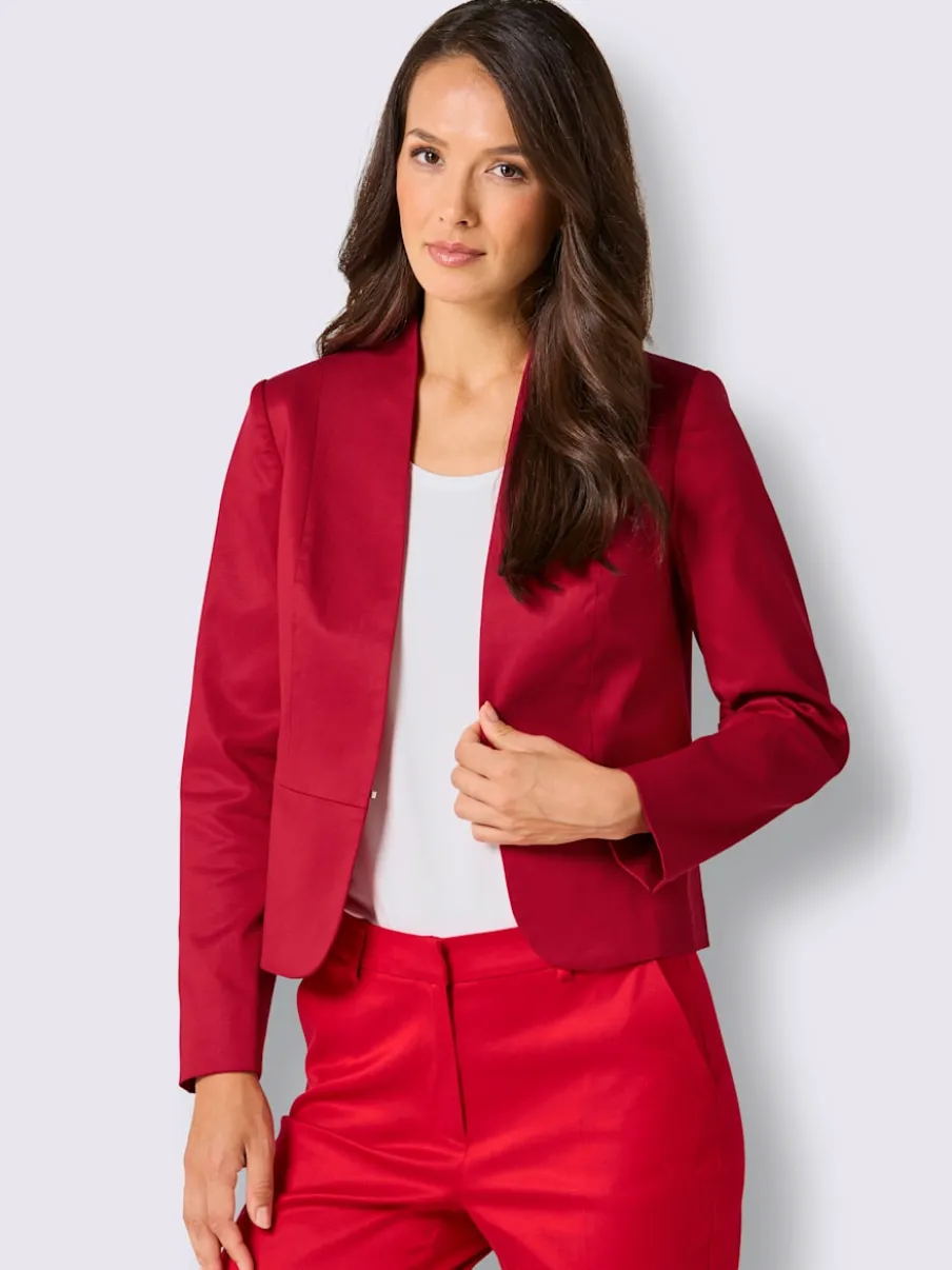 Blazer court en lyocell à encolure V et épaulettes fines