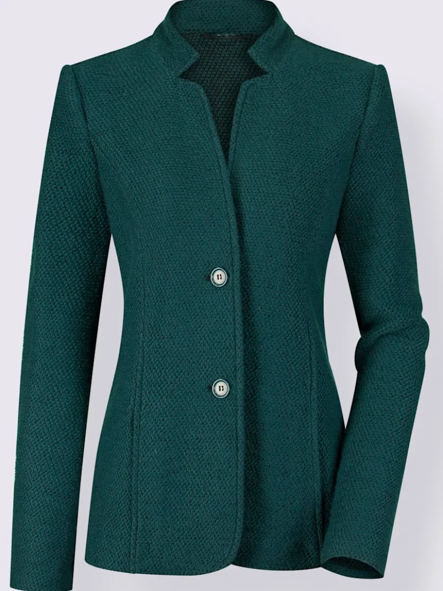Blazer doux col montant à poches avec finition soignée