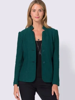 Blazer doux col montant à poches avec finition soignée