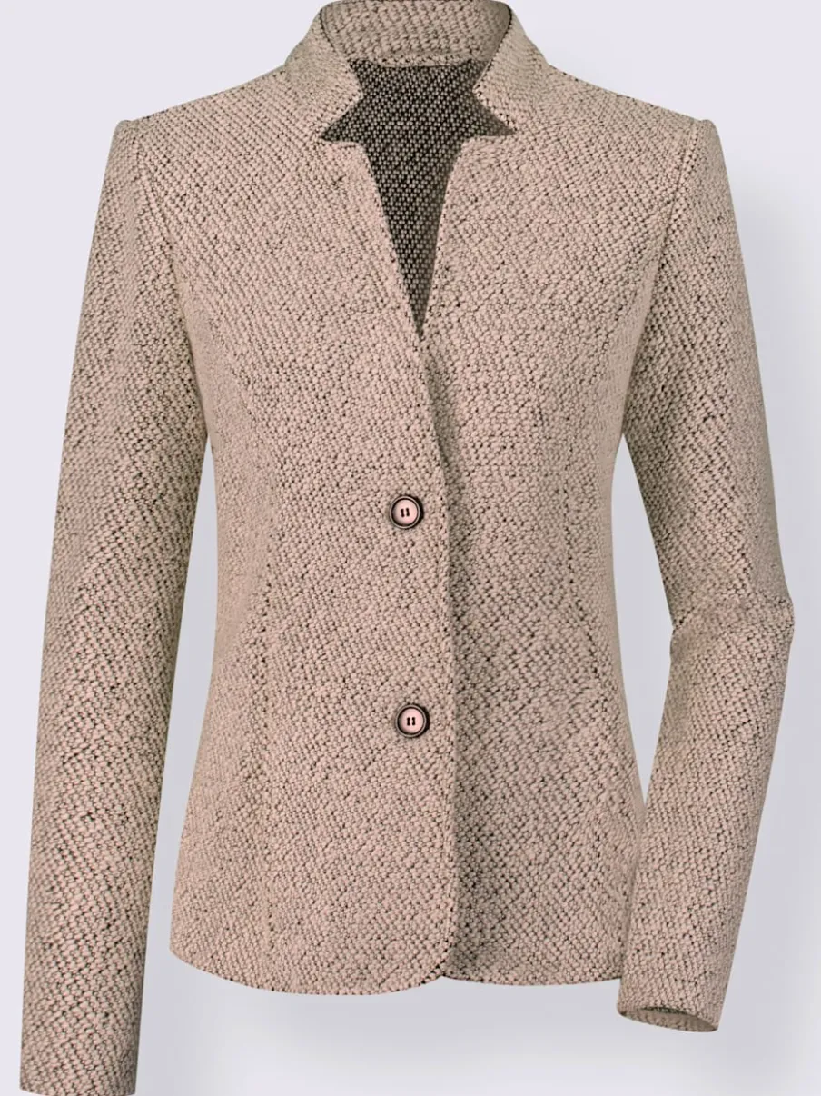 Blazer doux col montant à poches avec finition soignée