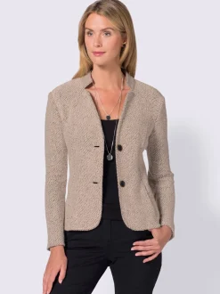 Blazer doux col montant à poches avec finition soignée