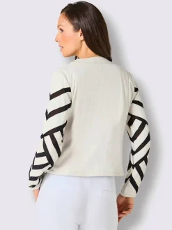 Blazer en cuir avec col rond et empiècements en maille