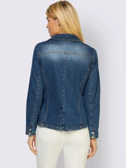Blazer en jean à col à revers et manches longues