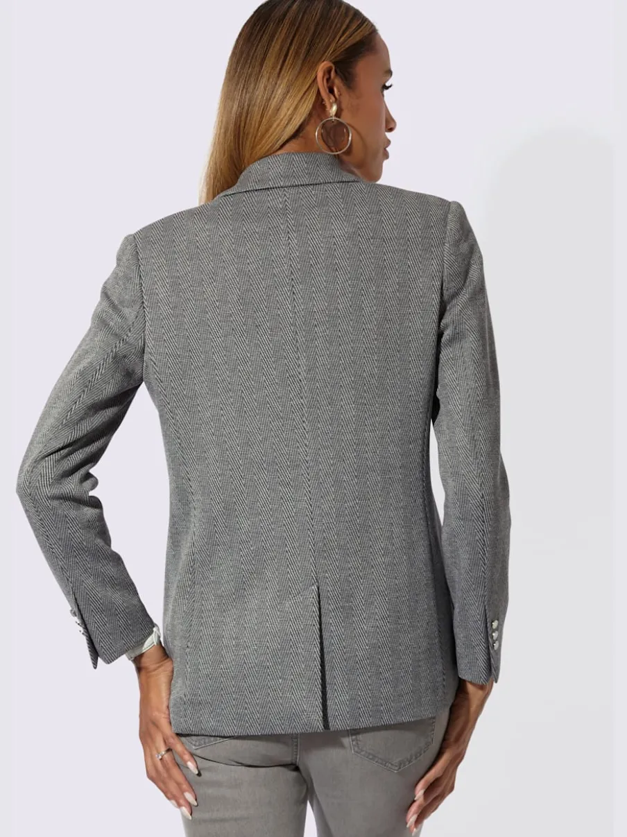 Blazer en jersey à col revers et manches longues avec motif chevron