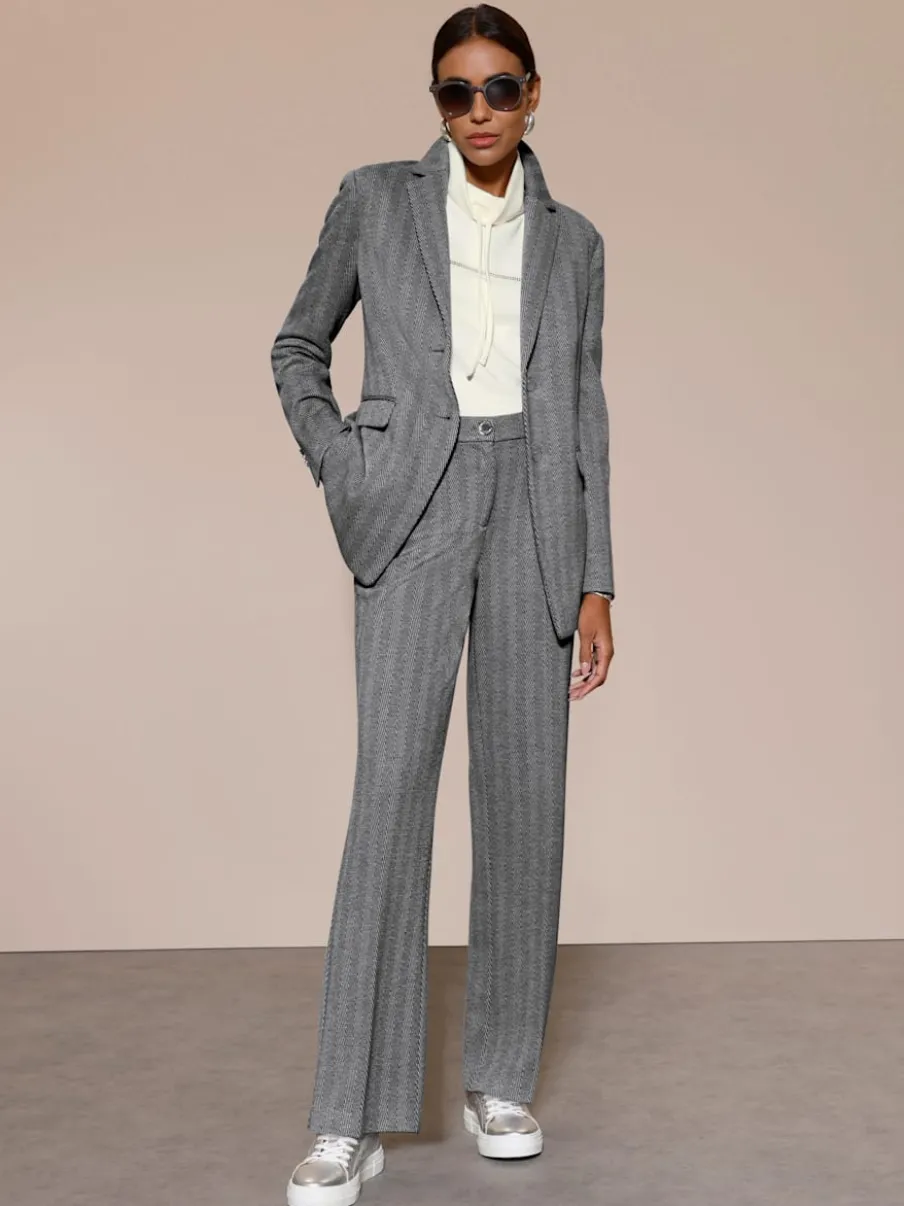 Blazer en jersey à col revers et manches longues avec motif chevron