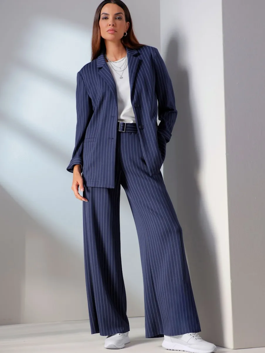 Blazer en jersey fines rayures classiques