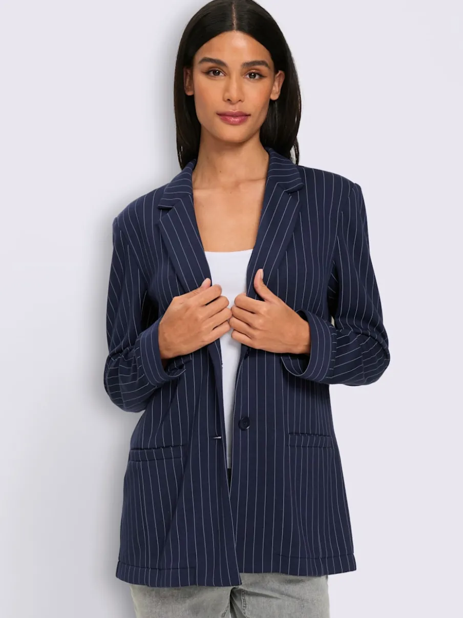 Blazer en jersey fines rayures classiques