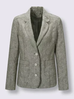 Blazer en lin froissé avec poches et col arrondi