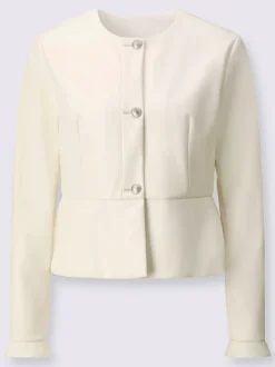 Blazer en synthétique avec col rond et manches légèrement volantées