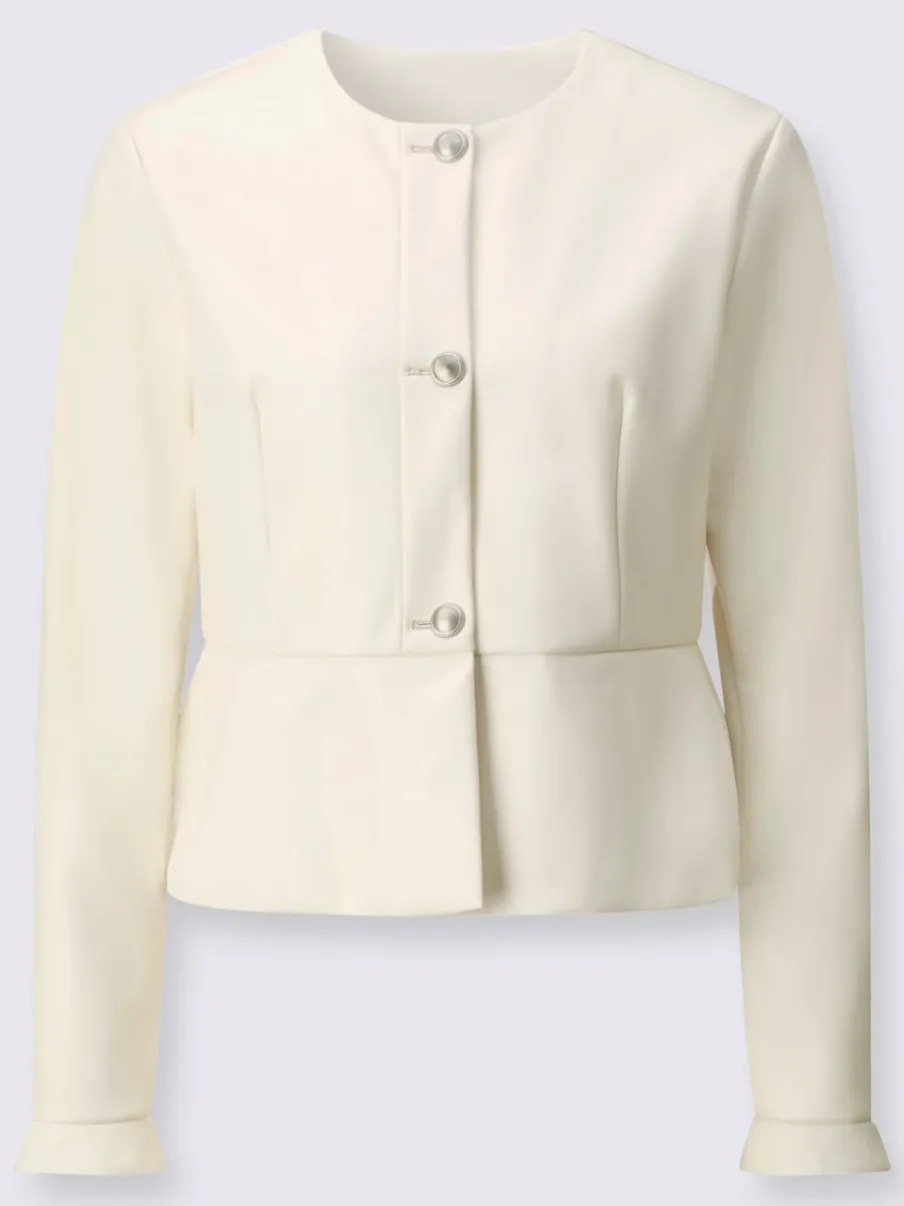 Blazer en synthétique avec col rond et manches légèrement volantées