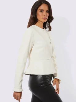 Blazer en synthétique avec col rond et manches légèrement volantées