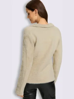 Blazer en tricot fil moelleux à poils longs