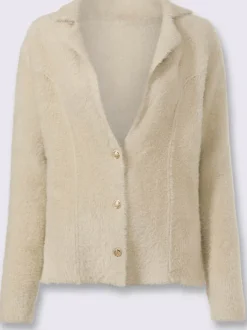 Blazer en tricot fil moelleux à poils longs
