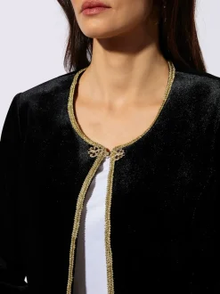 Blazer en velours avec bordure dorée et manches longues