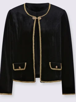 Blazer en velours avec bordure dorée et manches longues