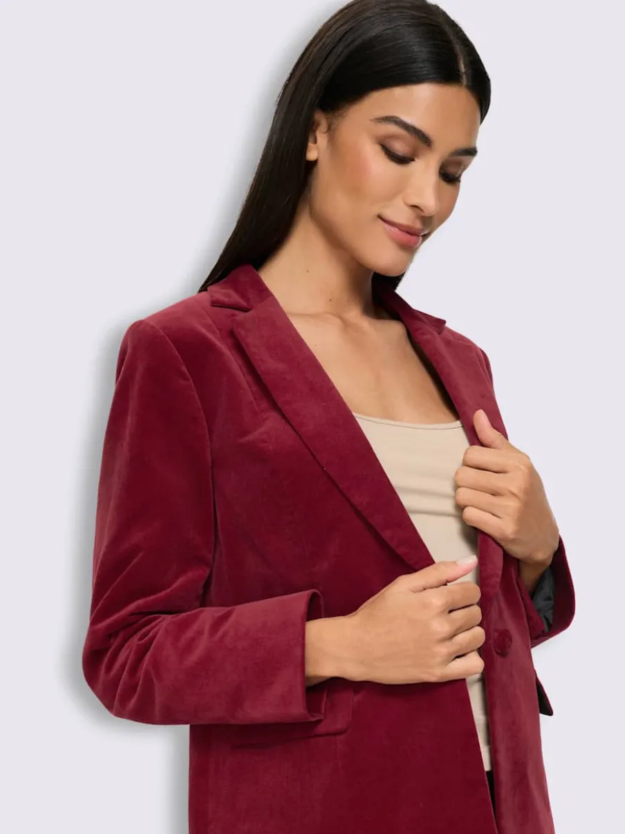 Blazer en velours fermeture à 1 bouton