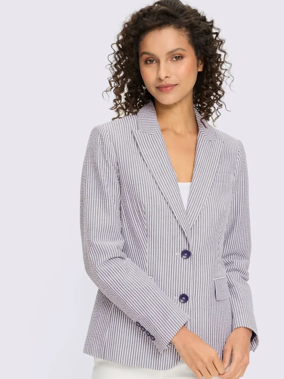 Blazer léger à rayures avec col à revers et manches longues