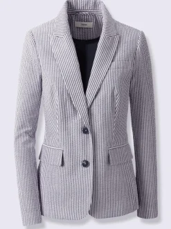 Blazer léger à rayures avec col à revers et manches longues