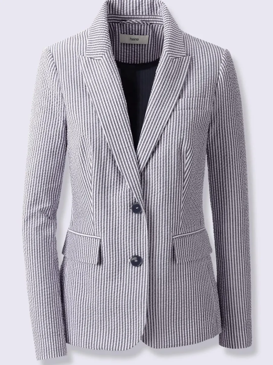 Blazer léger à rayures avec col à revers et manches longues