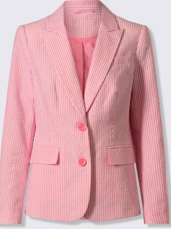 Blazer léger à rayures avec col à revers et manches longues