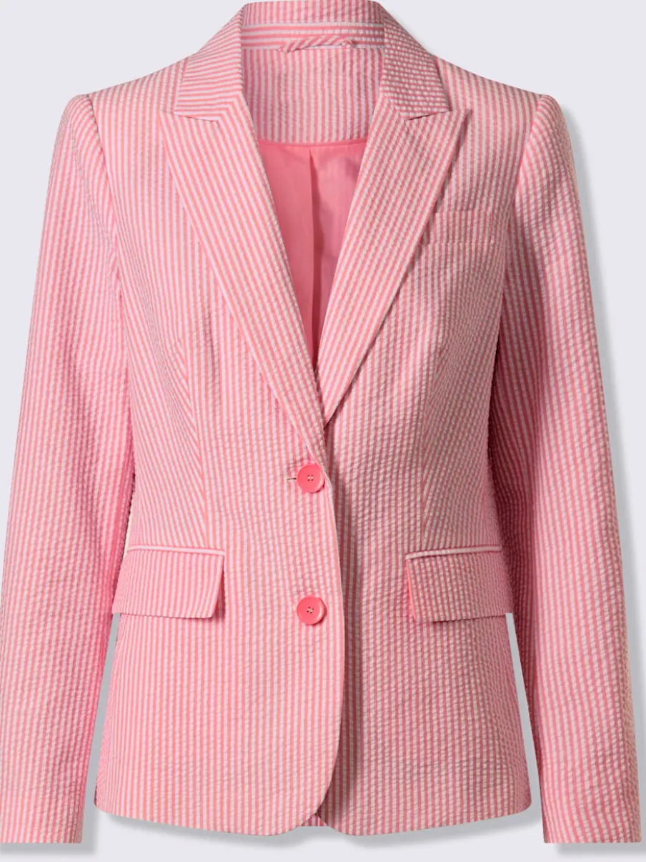 Blazer léger à rayures avec col à revers et manches longues