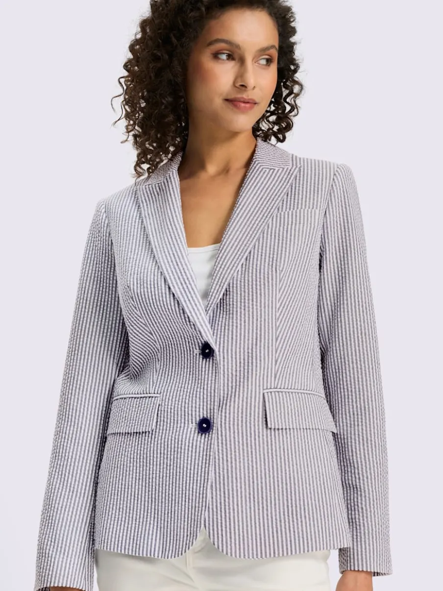 Blazer léger à rayures avec col à revers et manches longues