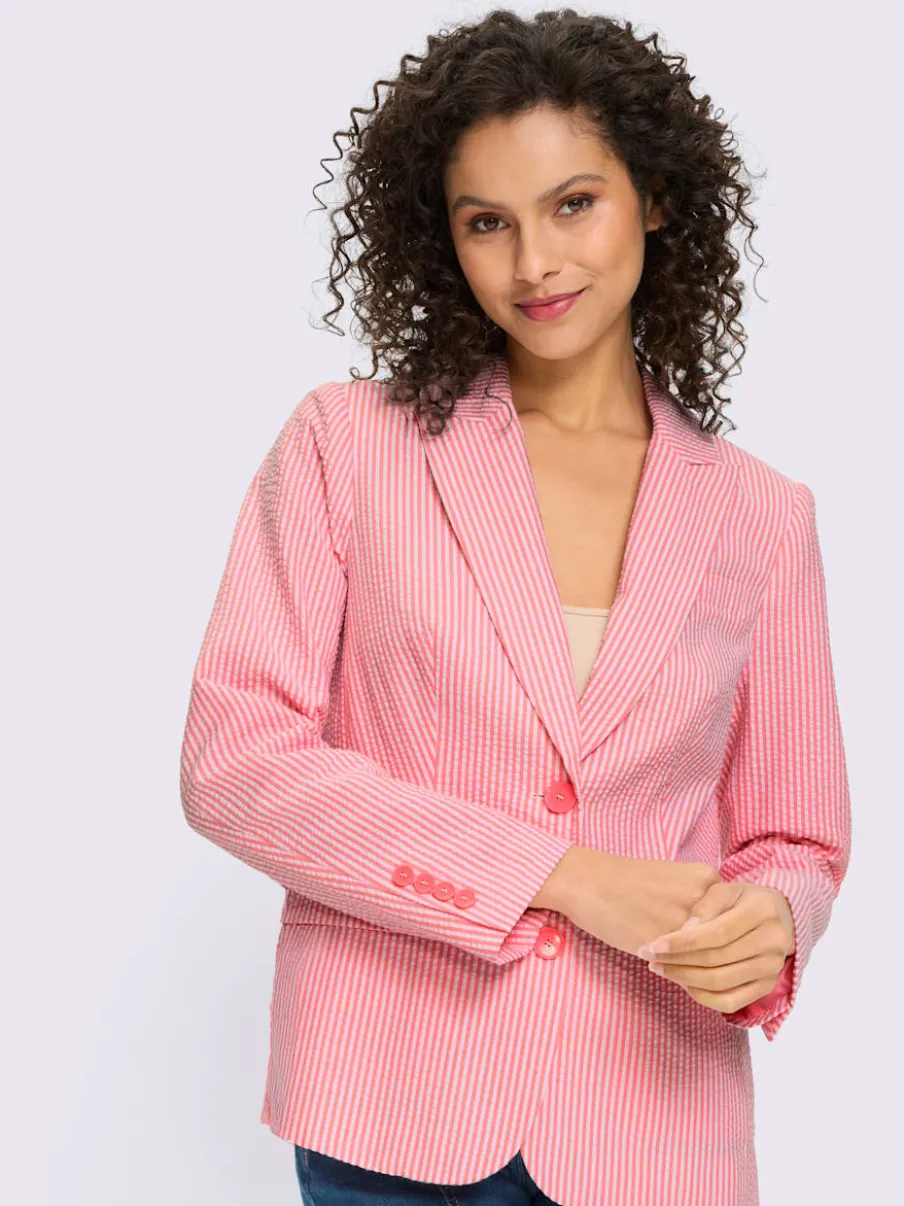 Blazer léger à rayures avec col à revers et manches longues