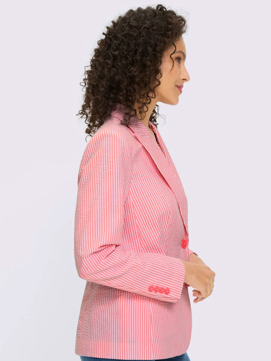 Blazer léger à rayures avec col à revers et manches longues