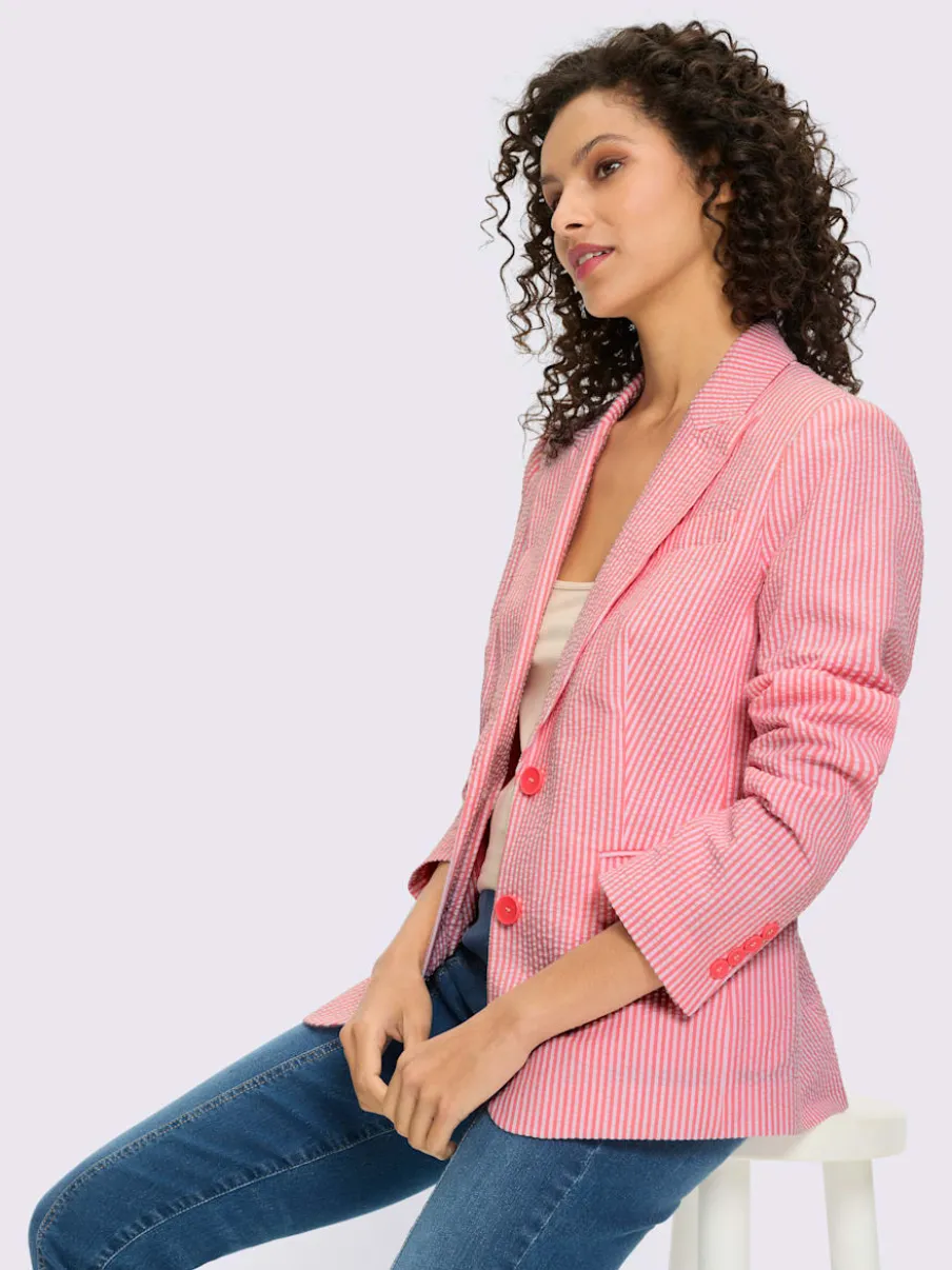 Blazer léger à rayures avec col à revers et manches longues