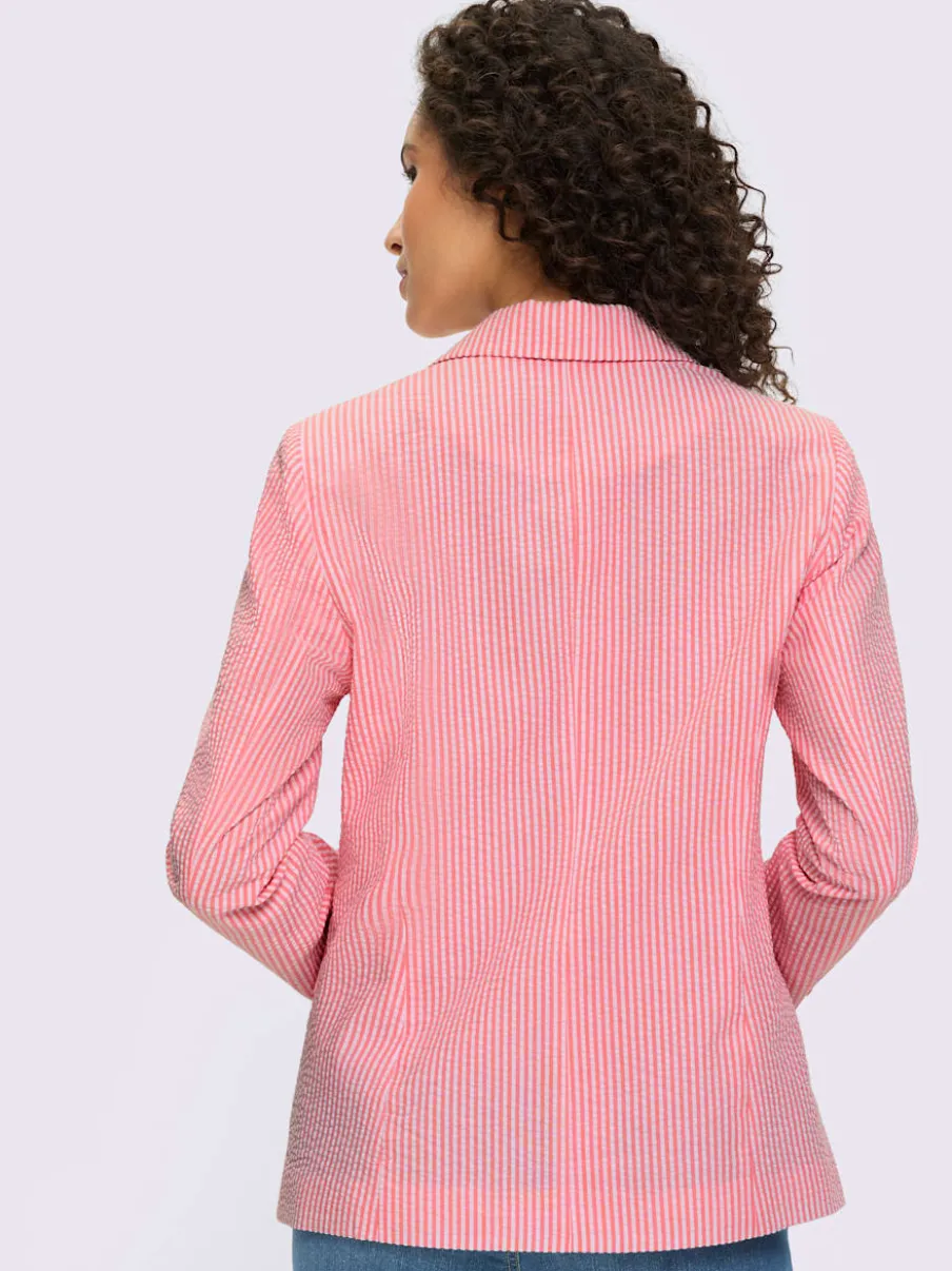 Blazer léger à rayures avec col à revers et manches longues