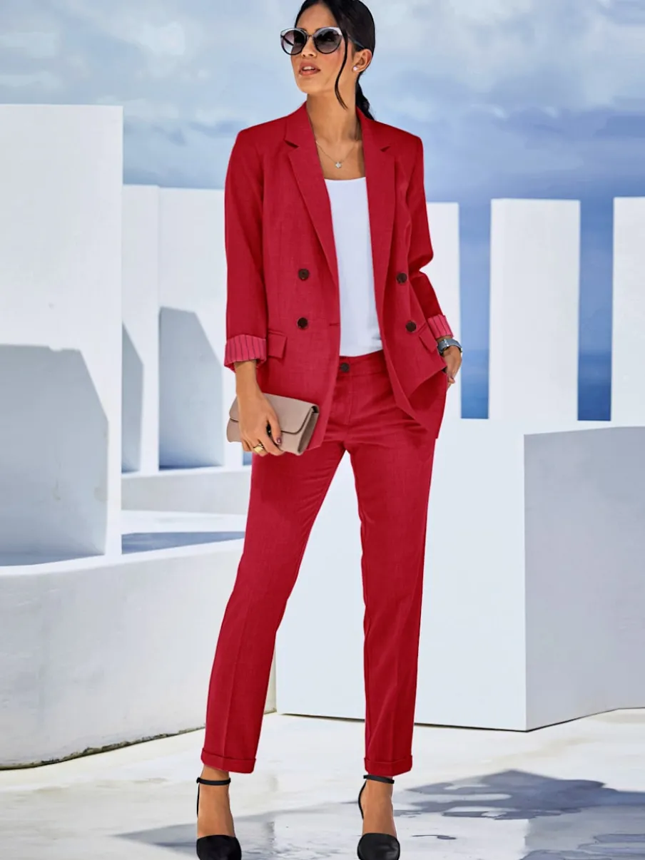Blazer long ample avec col à revers et poches à rabat