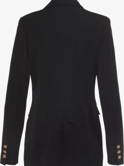 Blazer long classique à col revers avec boutons dorés et poches