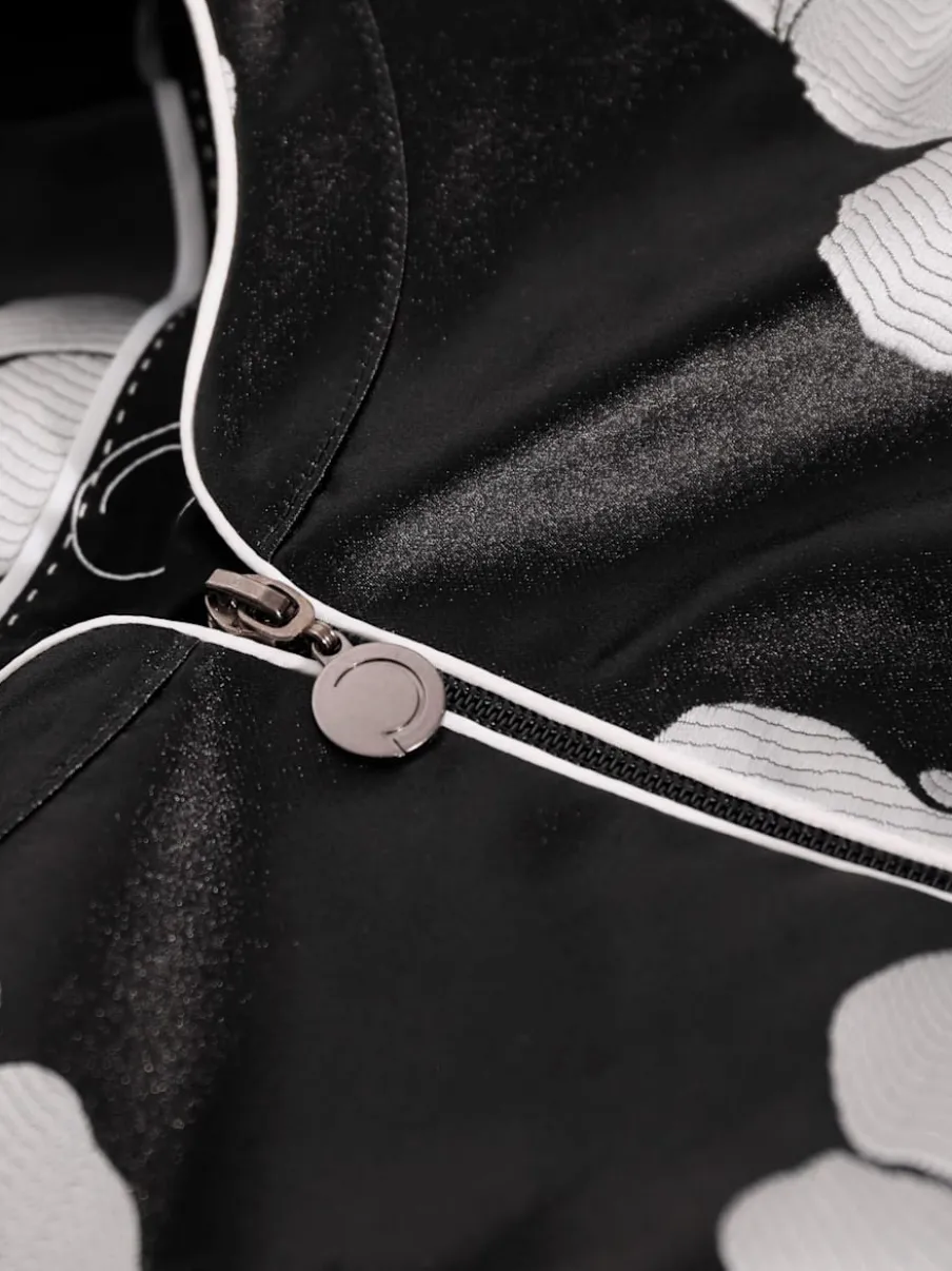 Blazer à motifs floraux en col rond avec poches passepoilées