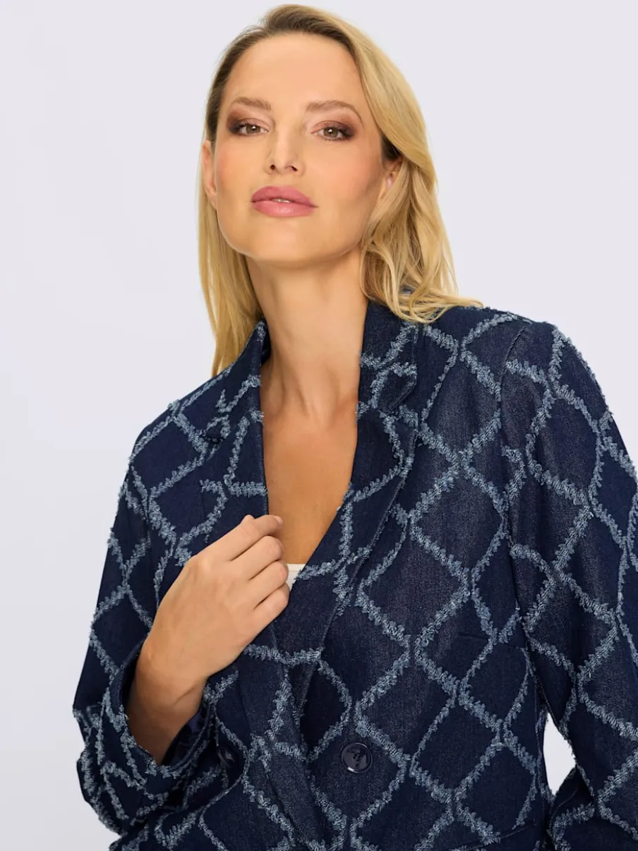 Blazer à motif structuré avec col à revers et poches