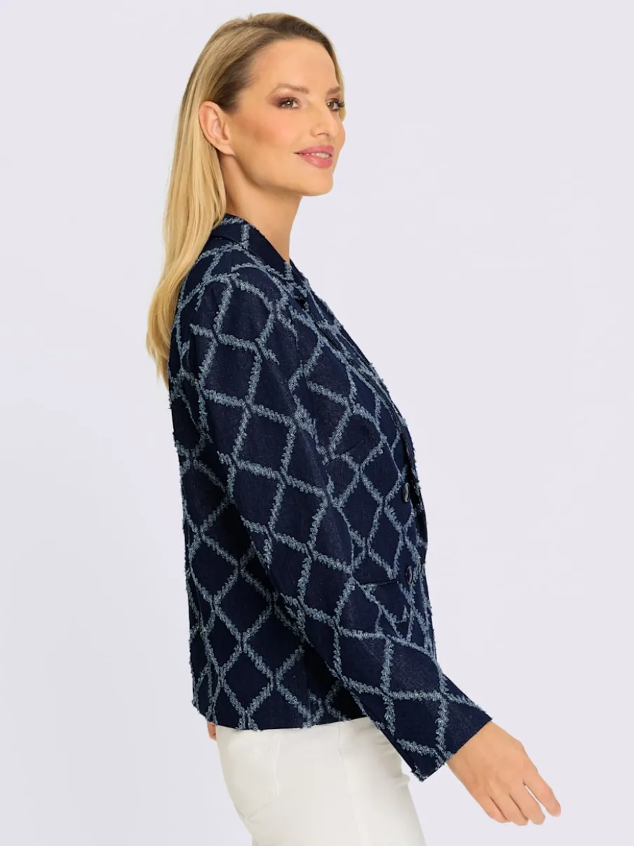 Blazer à motif structuré avec col à revers et poches